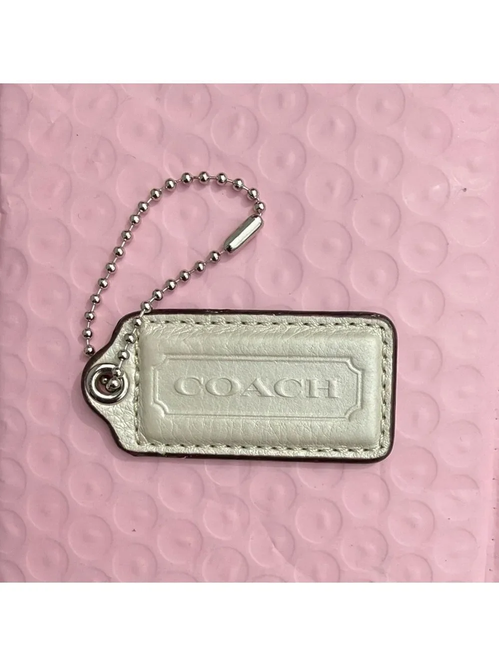 Coach White Pearls Hangtag Coach Keychain Coach bag accessories